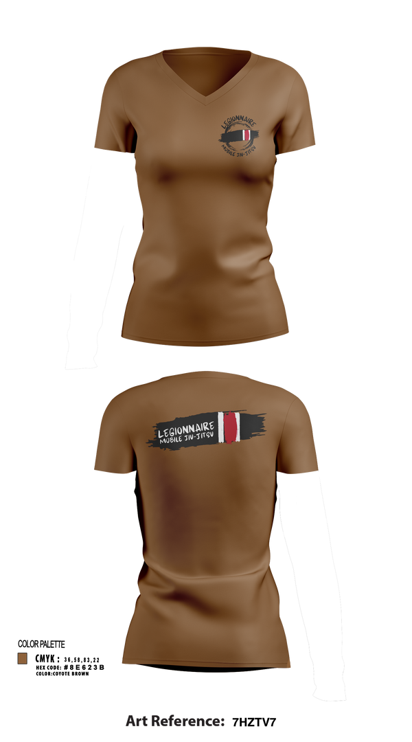 Womens Short Sleeve Vneck Shirt, Legionnaire Mobile Jiu-Jitsu, , Teamtime, Team time, sublimation, custom sports apparel, team uniforms, spirit wear, spiritwear, sports uniforms, custom shirts, team store, custom team store, fundraiser sports, apparel fundraiser