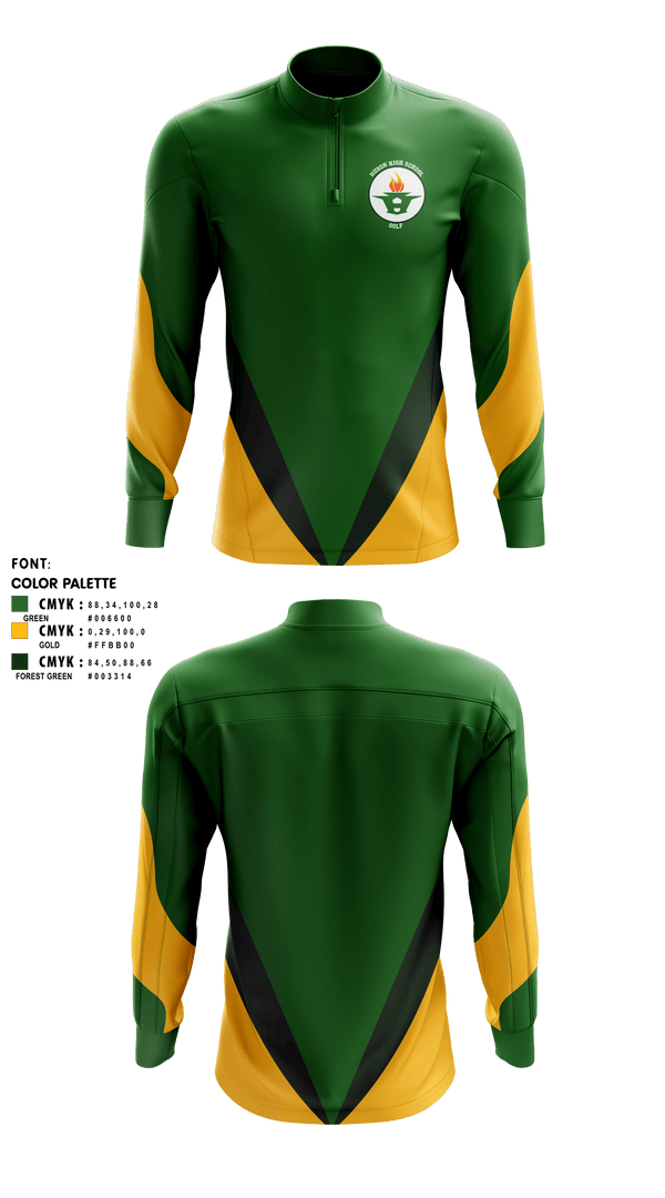 Quarter Zip Jacket, Huron High School Golf, Golf, Teamtime, Team time, sublimation, custom sports apparel, team uniforms, spirit wear, spiritwear, sports uniforms, custom shirts, team store, custom team store, fundraiser sports, apparel fundraiser