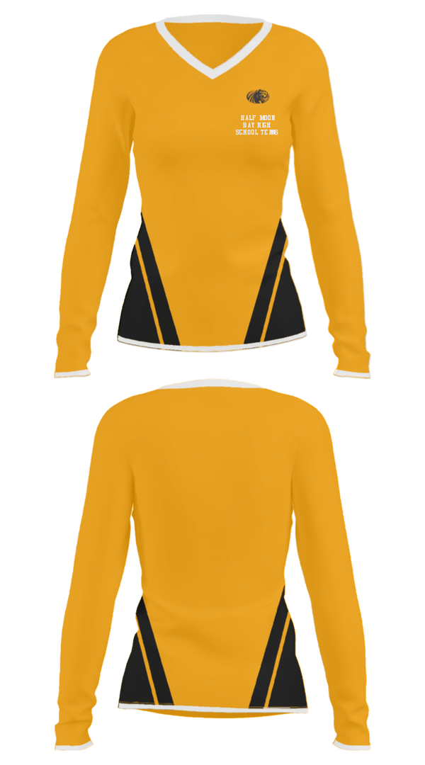 Women's Long Sleeve Vneck Shirt, Half Moon Bay High School Tennis, Tennis, Teamtime, Team time, sublimation, custom sports apparel, team uniforms, spirit wear, spiritwear, sports uniforms, custom shirts, team store, custom team store, fundraiser sports, apparel fundraiser