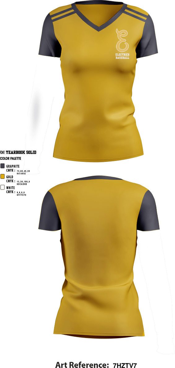 Womens Short Sleeve Vneck Shirt, Electrics, Baseball, Teamtime, Team time, sublimation, custom sports apparel, team uniforms, spirit wear, spiritwear, sports uniforms, custom shirts, team store, custom team store, fundraiser sports, apparel fundraiser
