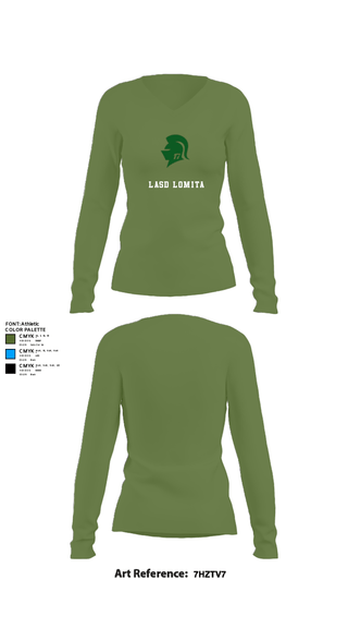 Womens Long Sleeve Vneck Shirt, Lasd Lomita, Police, Teamtime, Team time, sublimation, custom sports apparel, team uniforms, spirit wear, spiritwear, sports uniforms, custom shirts, team store, custom team store, fundraiser sports, apparel fundraiser