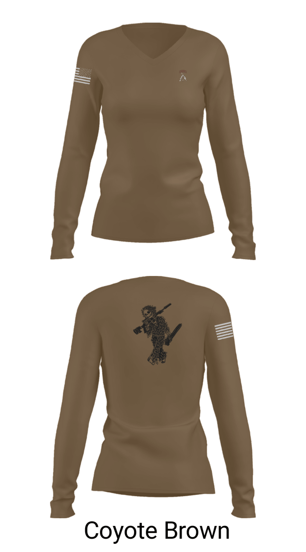 Womens Long Sleeve Vneck Shirt, 2-5 CAV Snipers, Army, Teamtime, Team time, sublimation, custom sports apparel, team uniforms, spirit wear, spiritwear, sports uniforms, custom shirts, team store, custom team store, fundraiser sports, apparel fundraiser