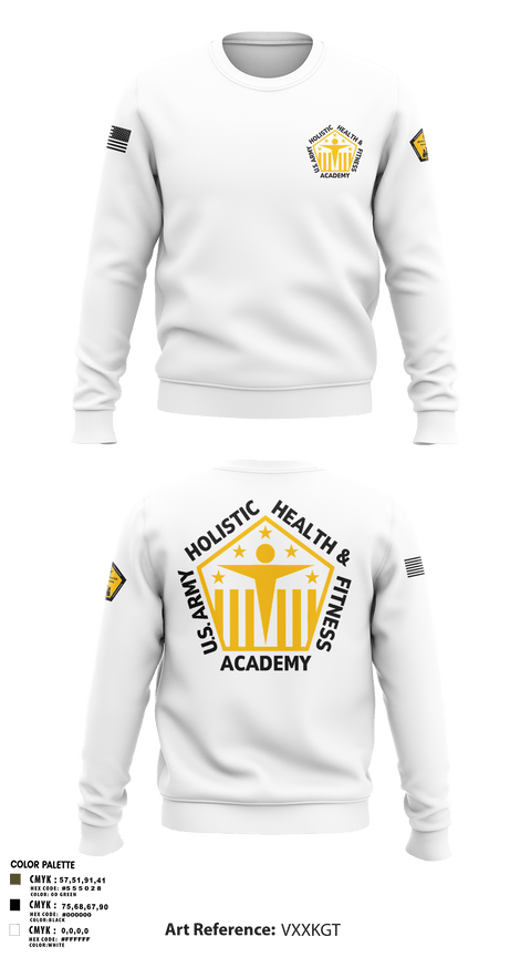 Crew Neck Sweatshirt, U.S. Army Holistic Health & Fitness Academy, Army, Teamtime, Team time, sublimation, custom sports apparel, team uniforms, spirit wear, spiritwear, sports uniforms, custom shirts, team store, custom team store, fundraiser sports, apparel fundraiser