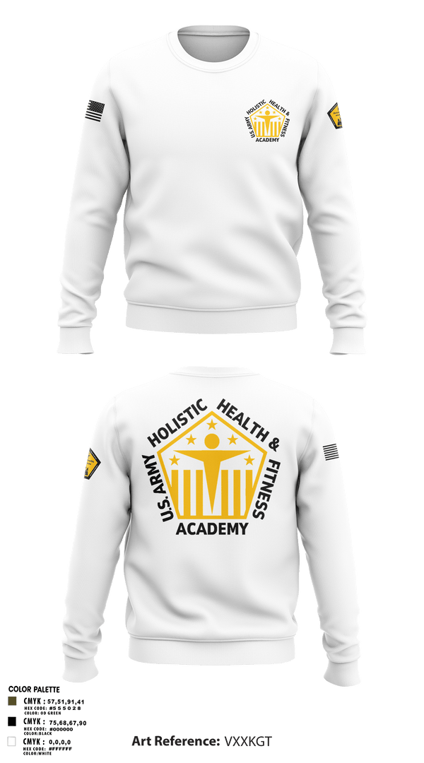 Crew Neck Sweatshirt, U.S. Army Holistic Health & Fitness Academy, Army, Teamtime, Team time, sublimation, custom sports apparel, team uniforms, spirit wear, spiritwear, sports uniforms, custom shirts, team store, custom team store, fundraiser sports, apparel fundraiser