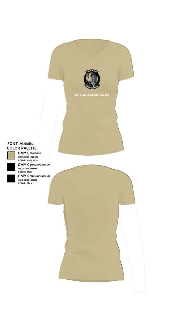 Women's Short Sleeve Vneck Shirt, 90th ASB B co 4Th Platoon, Army, Teamtime, Team time, sublimation, custom sports apparel, team uniforms, spirit wear, spiritwear, sports uniforms, custom shirts, team store, custom team store, fundraiser sports, apparel fundraiser