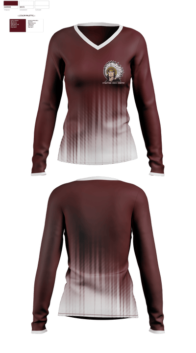 Strafford High School Cross Country 39267227 Women's Long Sleeve V-neck Shirt - 1