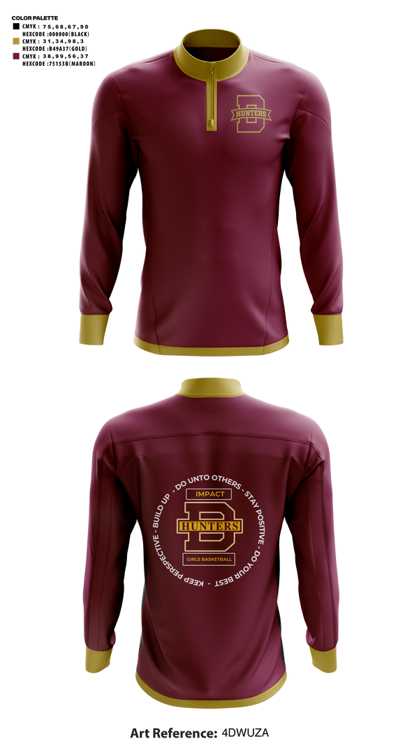 Quarter Zip Jacket, Denfeld High School Basketball, Men's Basketball, Teamtime, Team time, sublimation, custom sports apparel, team uniforms, spirit wear, spiritwear, sports uniforms, custom shirts, team store, custom team store, fundraiser sports, apparel fundraiser