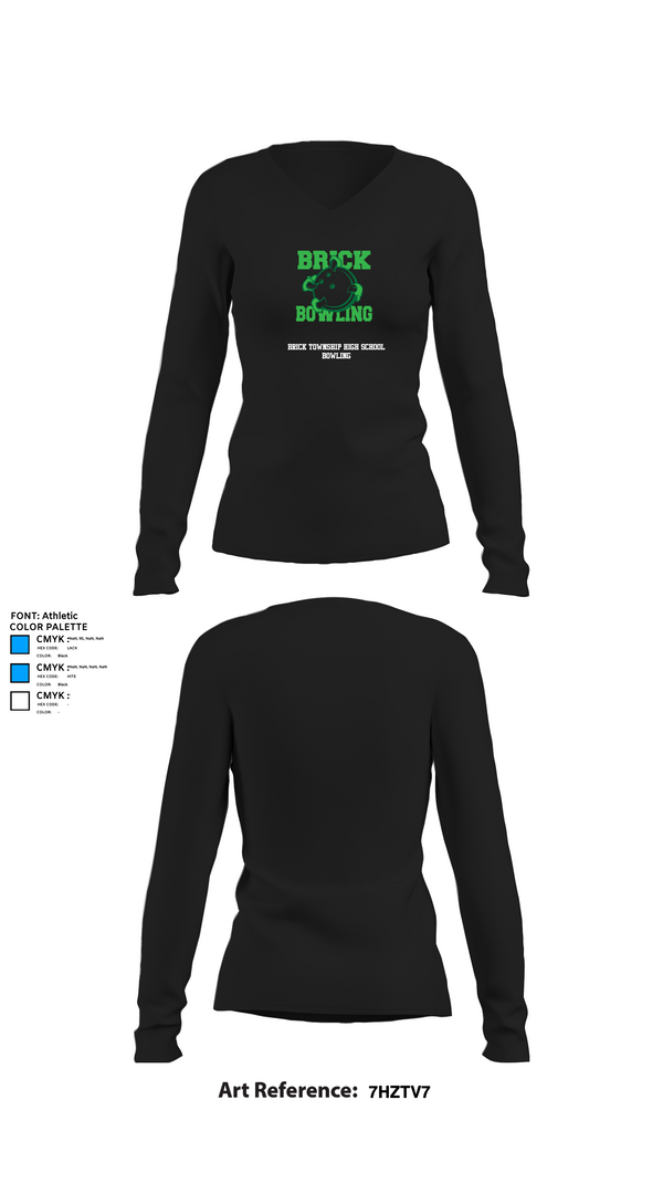 Womens Long Sleeve Vneck Shirt, Brick Township High School Bowling, Bowling, Teamtime, Team time, sublimation, custom sports apparel, team uniforms, spirit wear, spiritwear, sports uniforms, custom shirts, team store, custom team store, fundraiser sports, apparel fundraiser