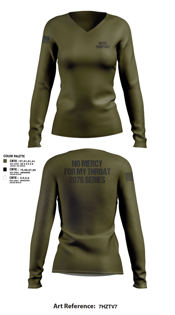Womens Long Sleeve Vneck Shirt 1, Hotel Company, Marines, Teamtime, Team time, sublimation, custom sports apparel, team uniforms, spirit wear, spiritwear, sports uniforms, custom shirts, team store, custom team store, fundraiser sports, apparel fundraiser
