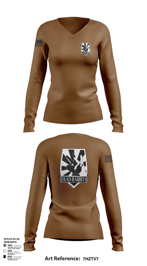 Womens Long Sleeve Vneck Shirt, Dead Rabbits, , Teamtime, Team time, sublimation, custom sports apparel, team uniforms, spirit wear, spiritwear, sports uniforms, custom shirts, team store, custom team store, fundraiser sports, apparel fundraiser