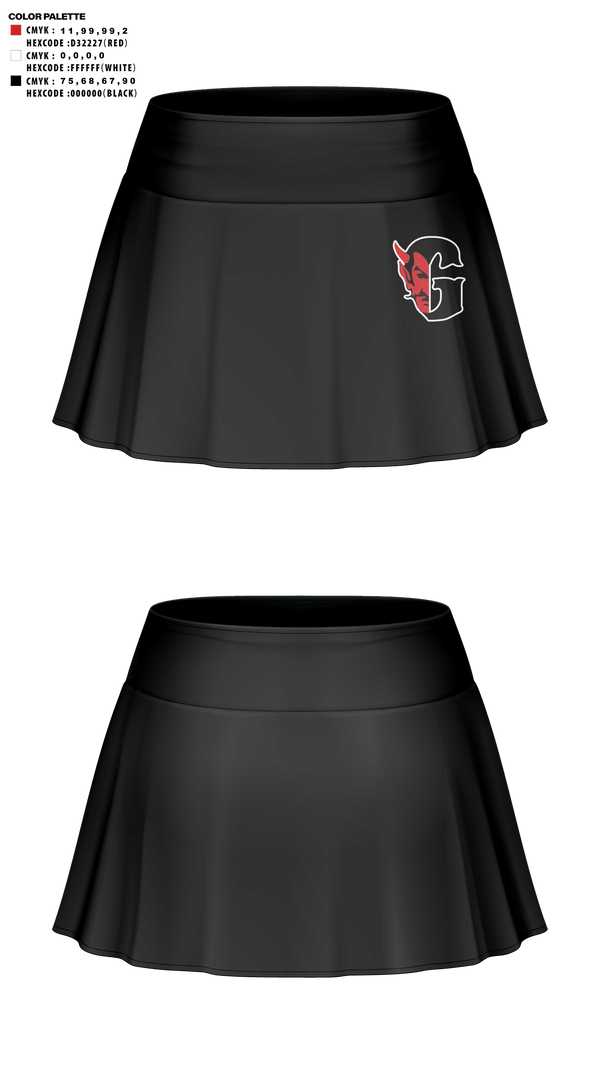 Skort, Glenwood Springs High School Cheer, Cheer, Teamtime, Team time, sublimation, custom sports apparel, team uniforms, spirit wear, spiritwear, sports uniforms, custom shirts, team store, custom team store, fundraiser sports, apparel fundraiser