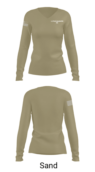 Women's Long Sleeve Vneck Shirt, 1./PzGrenLehrBtl 92, Army, Teamtime, Team time, sublimation, custom sports apparel, team uniforms, spirit wear, spiritwear, sports uniforms, custom shirts, team store, custom team store, fundraiser sports, apparel fundraiser