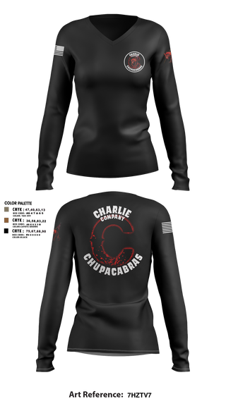 Womens Long Sleeve Vneck Shirt, C Co Chupacabras, Army, Teamtime, Team time, sublimation, custom sports apparel, team uniforms, spirit wear, spiritwear, sports uniforms, custom shirts, team store, custom team store, fundraiser sports, apparel fundraiser