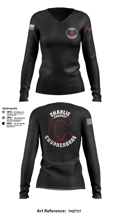 C Co Chupacabras Women's Long Sleeve V-neck Shirt - 3