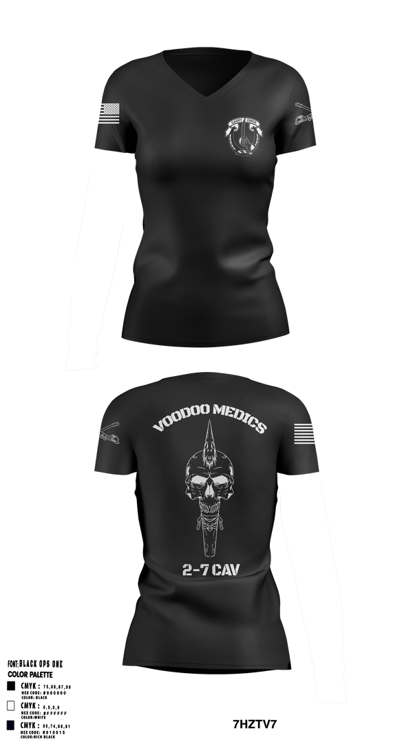 Womens Short Sleeve Vneck Shirt, Med platoon, HHC, 2-7 CAV, 3ABCT, 1CD, Army, Teamtime, Team time, sublimation, custom sports apparel, team uniforms, spirit wear, spiritwear, sports uniforms, custom shirts, team store, custom team store, fundraiser sports, apparel fundraiser