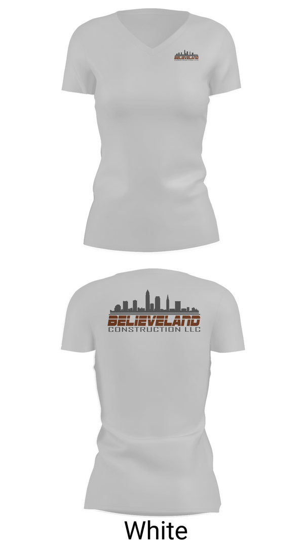 Womens Short Sleeve Vneck Shirt, Believeland Construction LLC, , Teamtime, Team time, sublimation, custom sports apparel, team uniforms, spirit wear, spiritwear, sports uniforms, custom shirts, team store, custom team store, fundraiser sports, apparel fundraiser
