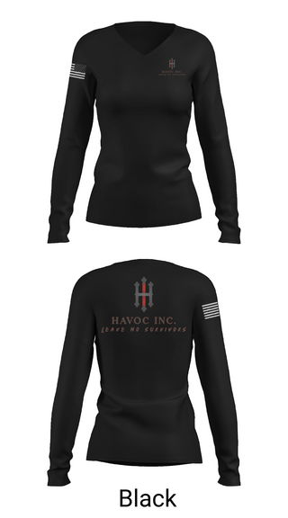 Womens Long Sleeve Vneck Shirt, HAVOC INC, , Teamtime, Team time, sublimation, custom sports apparel, team uniforms, spirit wear, spiritwear, sports uniforms, custom shirts, team store, custom team store, fundraiser sports, apparel fundraiser