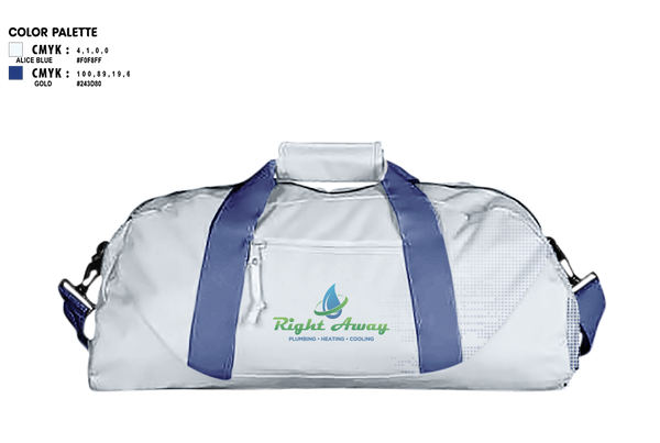 Duffle Bag, Right away plumbing sewer heating cooling, , Teamtime, Team time, sublimation, custom sports apparel, team uniforms, spirit wear, spiritwear, sports uniforms, custom shirts, team store, custom team store, fundraiser sports, apparel fundraiser