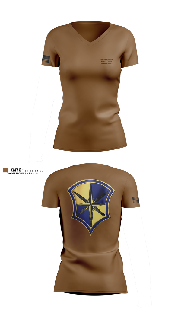 Womens Short Sleeve Vneck Shirt, Capabilities Protection Detachment, , Teamtime, Team time, sublimation, custom sports apparel, team uniforms, spirit wear, spiritwear, sports uniforms, custom shirts, team store, custom team store, fundraiser sports, apparel fundraiser
