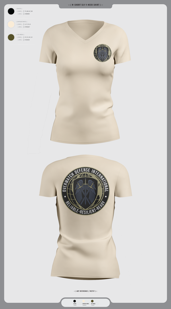 Womens Short Sleeve Vneck Shirt, Overwatch Defense International, , Teamtime, Team time, sublimation, custom sports apparel, team uniforms, spirit wear, spiritwear, sports uniforms, custom shirts, team store, custom team store, fundraiser sports, apparel fundraiser