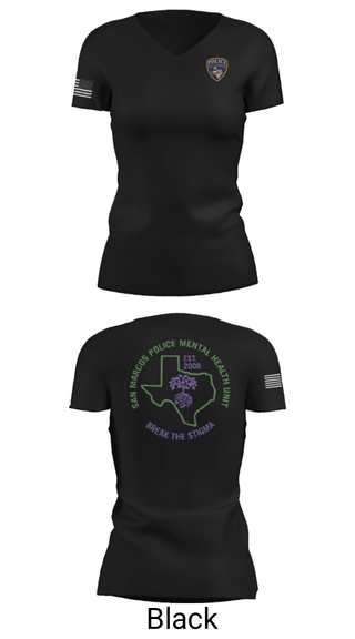 Women's Short Sleeve Vneck Shirt, SMPD Mental Health Unit, Police, Teamtime, Team time, sublimation, custom sports apparel, team uniforms, spirit wear, spiritwear, sports uniforms, custom shirts, team store, custom team store, fundraiser sports, apparel fundraiser