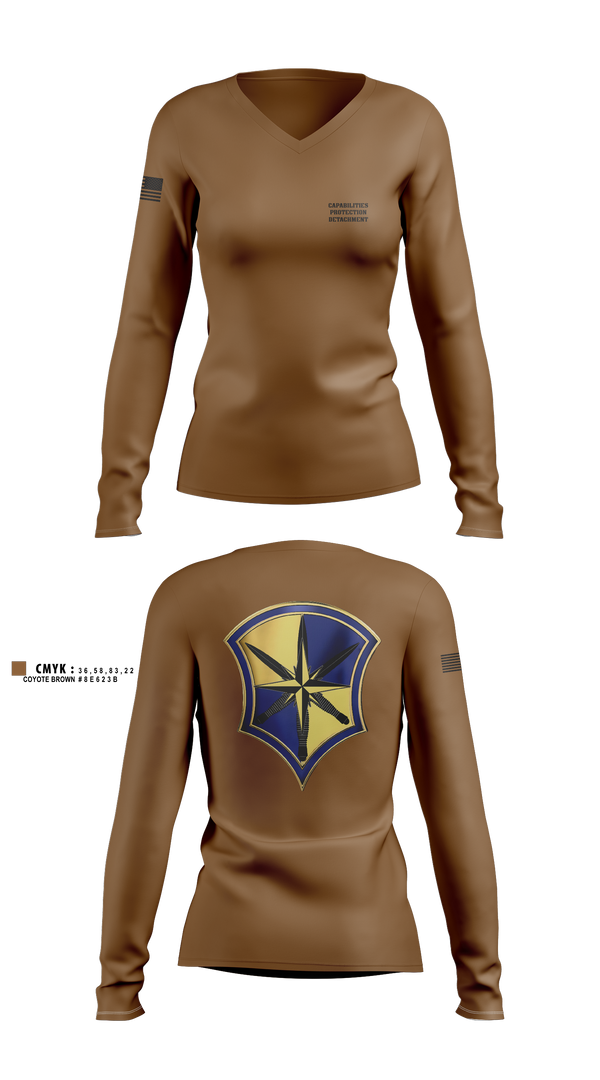 Womens Long Sleeve Vneck Shirt, Capabilities Protection Detachment, , Teamtime, Team time, sublimation, custom sports apparel, team uniforms, spirit wear, spiritwear, sports uniforms, custom shirts, team store, custom team store, fundraiser sports, apparel fundraiser