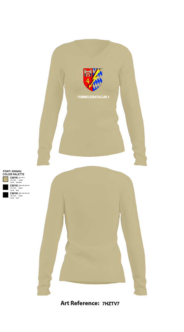 Womens Long Sleeve Vneck Shirt, Fernmeldebataillon 4, Army, Teamtime, Team time, sublimation, custom sports apparel, team uniforms, spirit wear, spiritwear, sports uniforms, custom shirts, team store, custom team store, fundraiser sports, apparel fundraiser