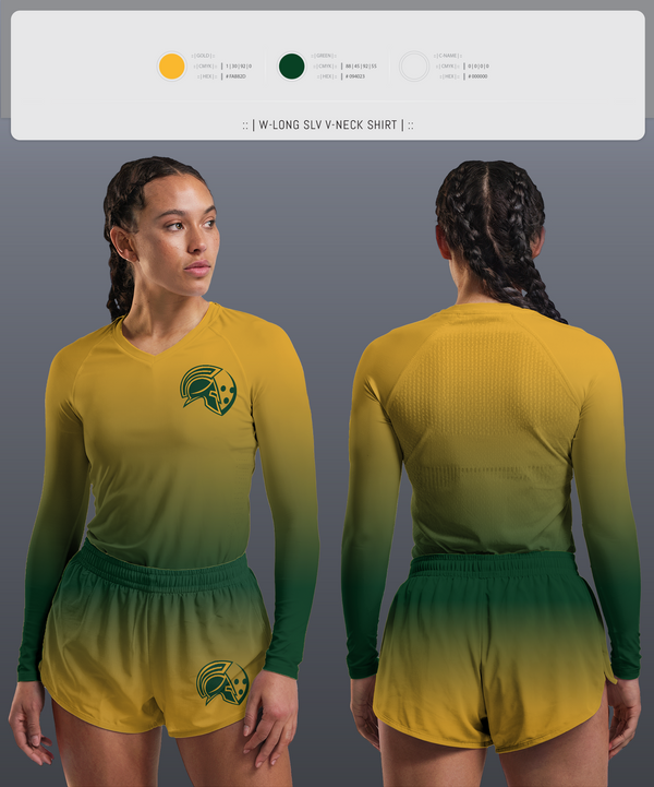 Womens Long Sleeve Vneck Shirt, Glenbrook North Spartan Bowling, Bowling, Teamtime, Team time, sublimation, custom sports apparel, team uniforms, spirit wear, spiritwear, sports uniforms, custom shirts, team store, custom team store, fundraiser sports, apparel fundraiser