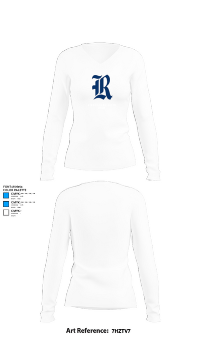 Ringgold High School Cheer 51268612 Women's Long Sleeve V-neck Shirt - 15
