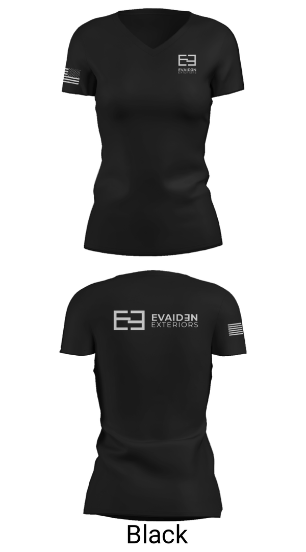 Womens Short Sleeve Vneck Shirt, EVAIDEN EXTERIORS, LLC, , Teamtime, Team time, sublimation, custom sports apparel, team uniforms, spirit wear, spiritwear, sports uniforms, custom shirts, team store, custom team store, fundraiser sports, apparel fundraiser
