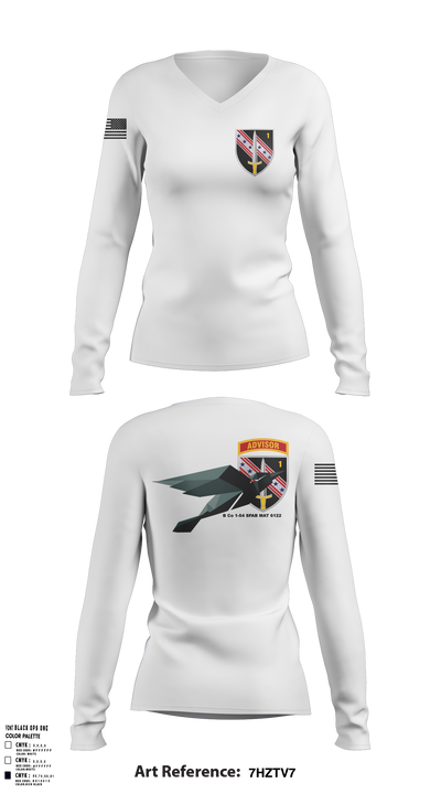 B Co 1-54 SFAB MAT 6122 Women's Long Sleeve V-neck Shirt - 31