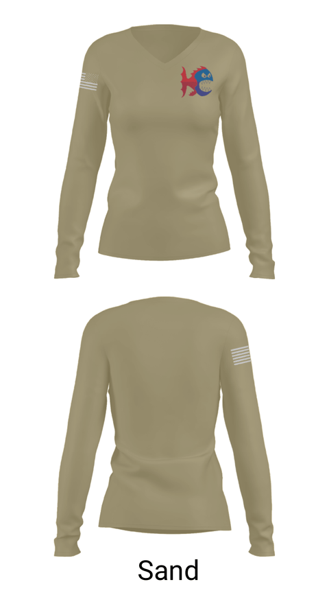 Women's Long Sleeve Vneck Shirt, Killer Guppies, Wrestling, Teamtime, Team time, sublimation, custom sports apparel, team uniforms, spirit wear, spiritwear, sports uniforms, custom shirts, team store, custom team store, fundraiser sports, apparel fundraiser