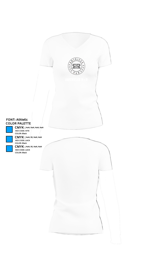 Womens Short Sleeve Vneck Shirt, American R&R, , Teamtime, Team time, sublimation, custom sports apparel, team uniforms, spirit wear, spiritwear, sports uniforms, custom shirts, team store, custom team store, fundraiser sports, apparel fundraiser