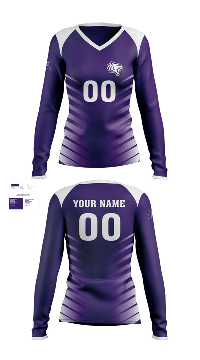 Elgin High School Volleyball 88554303 Women's Long Sleeve V-neck Shirt - 1
