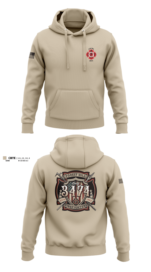 Hoodie, Local 3474IAFF Local 3474, Fire Department, Teamtime, Team time, sublimation, custom sports apparel, team uniforms, spirit wear, spiritwear, sports uniforms, custom shirts, team store, custom team store, fundraiser sports, apparel fundraiser