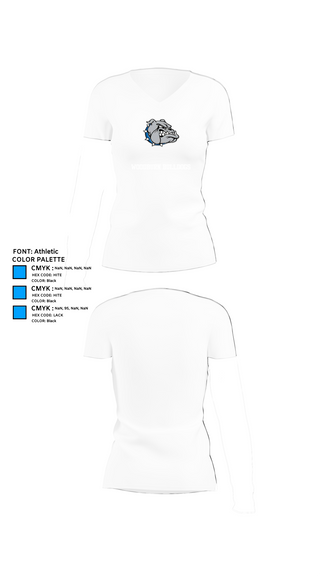 Womens Short Sleeve Vneck Shirt, Woodburn Bulldogs, Tennis, Teamtime, Team time, sublimation, custom sports apparel, team uniforms, spirit wear, spiritwear, sports uniforms, custom shirts, team store, custom team store, fundraiser sports, apparel fundraiser