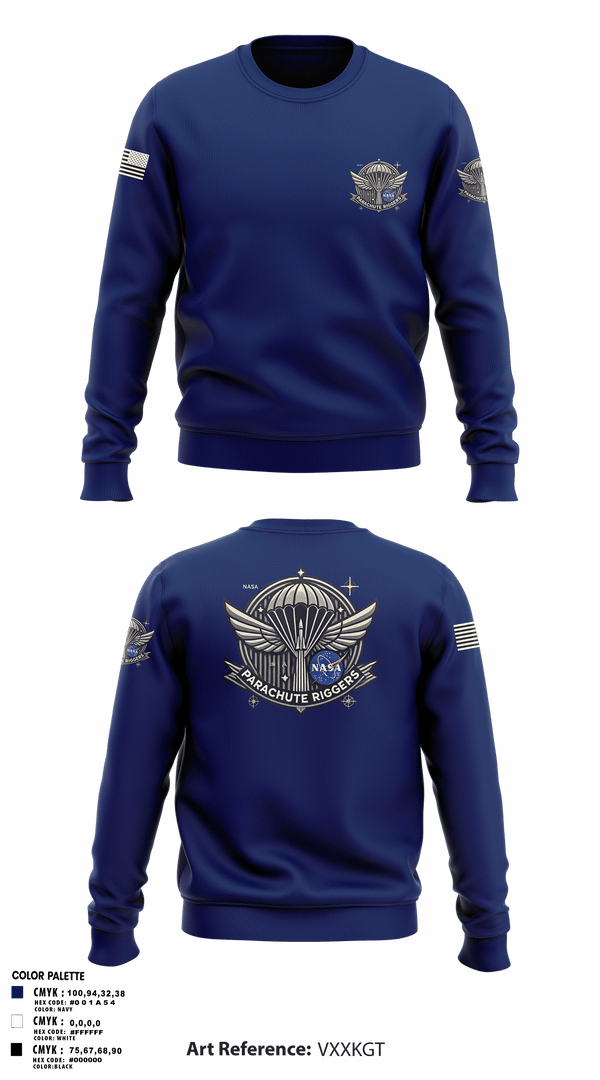 Crew Neck Sweatshirt, NASA PARACHUTE RIGGERS, , Teamtime, Team time, sublimation, custom sports apparel, team uniforms, spirit wear, spiritwear, sports uniforms, custom shirts, team store, custom team store, fundraiser sports, apparel fundraiser