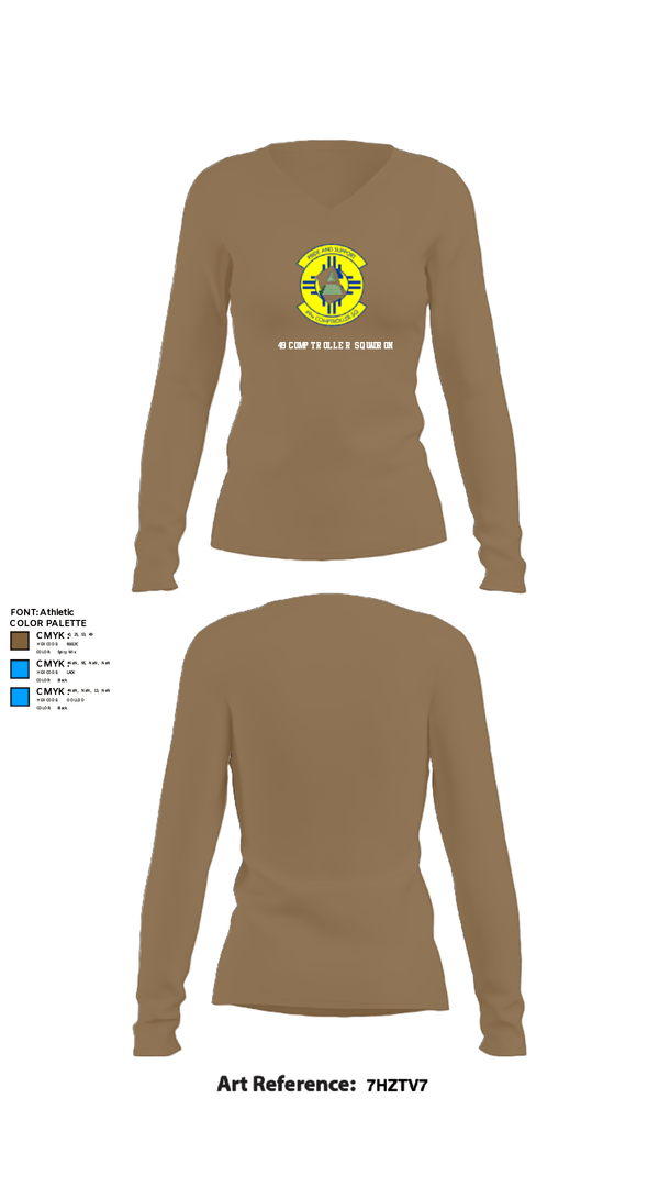Women's Long Sleeve Vneck Shirt, 49 COMPTROLLER SQUADRON, , Teamtime, Team time, sublimation, custom sports apparel, team uniforms, spirit wear, spiritwear, sports uniforms, custom shirts, team store, custom team store, fundraiser sports, apparel fundraiser