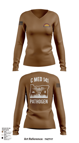 Womens Long Sleeve Vneck Shirt, C MED 141, National Guard, Teamtime, Team time, sublimation, custom sports apparel, team uniforms, spirit wear, spiritwear, sports uniforms, custom shirts, team store, custom team store, fundraiser sports, apparel fundraiser
