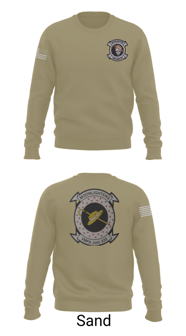 Crew Neck Sweatshirt, VMFA-332 The Moonlighters, Marines, Teamtime, Team time, sublimation, custom sports apparel, team uniforms, spirit wear, spiritwear, sports uniforms, custom shirts, team store, custom team store, fundraiser sports, apparel fundraiser