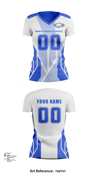 Womens Short Sleeve Vneck Shirt, Paris High School Volleyball, Women's Volleyball, Teamtime, Team time, sublimation, custom sports apparel, team uniforms, spirit wear, spiritwear, sports uniforms, custom shirts, team store, custom team store, fundraiser sports, apparel fundraiser