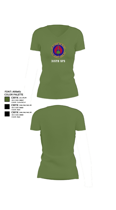 315th SFS 85031138 Women's Short Sleeve V-neck Shirt - 44