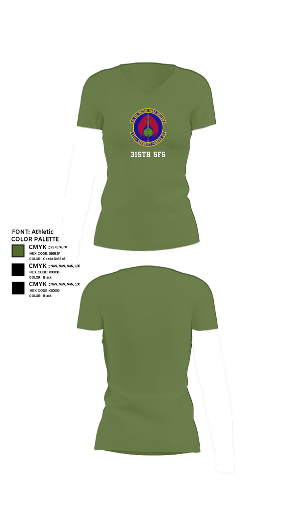 Women's Short Sleeve Vneck Shirt, 315th SFS, Air Force, Teamtime, Team time, sublimation, custom sports apparel, team uniforms, spirit wear, spiritwear, sports uniforms, custom shirts, team store, custom team store, fundraiser sports, apparel fundraiser