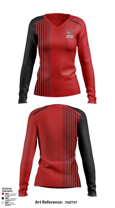 Franklin Senior High School Volleyball 23457023 Women's Long Sleeve V-neck Shirt - 1