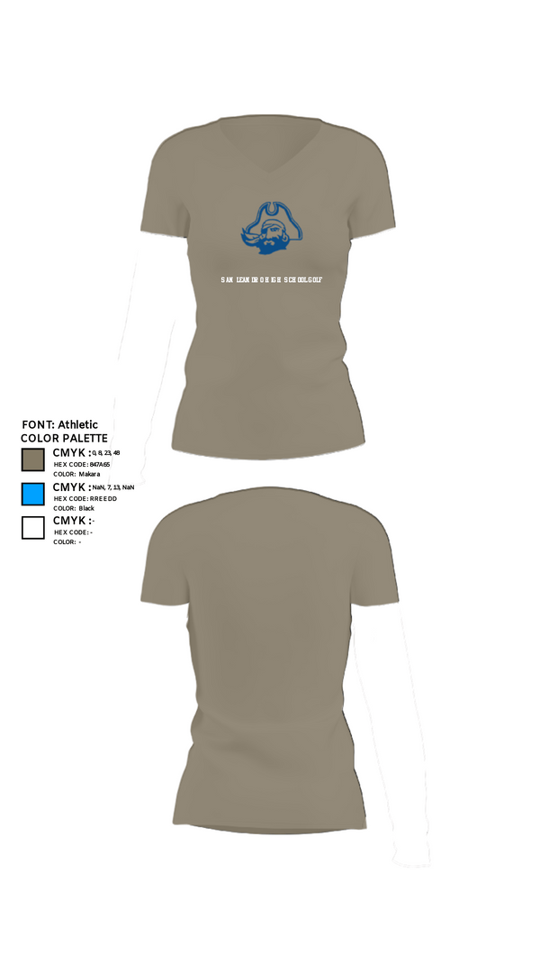 Womens Short Sleeve Vneck Shirt, San Leandro High School Golf, Golf, Teamtime, Team time, sublimation, custom sports apparel, team uniforms, spirit wear, spiritwear, sports uniforms, custom shirts, team store, custom team store, fundraiser sports, apparel fundraiser