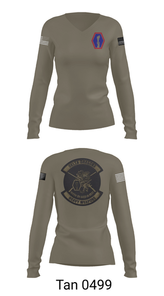 Womens Long Sleeve Vneck Shirt, 100th Battalion 442nd Infantry Delta dragons, Army, Teamtime, Team time, sublimation, custom sports apparel, team uniforms, spirit wear, spiritwear, sports uniforms, custom shirts, team store, custom team store, fundraiser sports, apparel fundraiser
