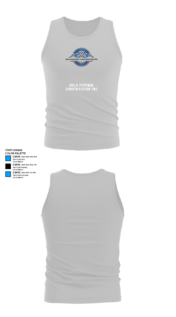 Tank Top, Gold Potomac construction inc, Golf, Teamtime, Team time, sublimation, custom sports apparel, team uniforms, spirit wear, spiritwear, sports uniforms, custom shirts, team store, custom team store, fundraiser sports, apparel fundraiser