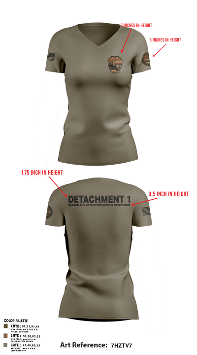 Detachment 1 27221981 Women's Short Sleeve V-neck Shirt - 33