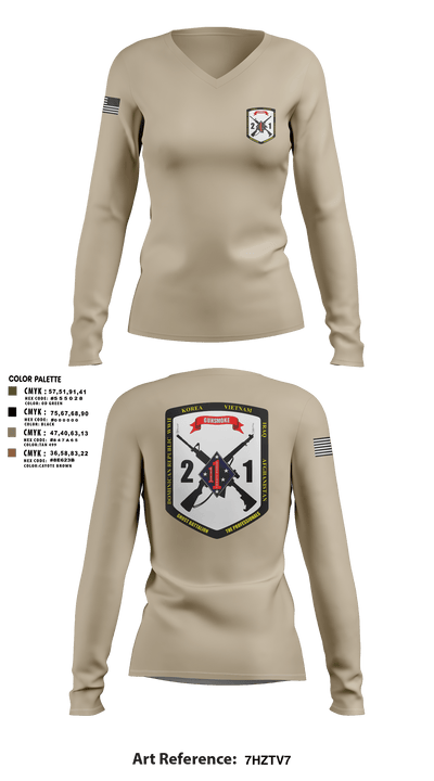 2nd Battalion, 1st Marine Regiment 96823879 Women's Long Sleeve V-neck Shirt - 102