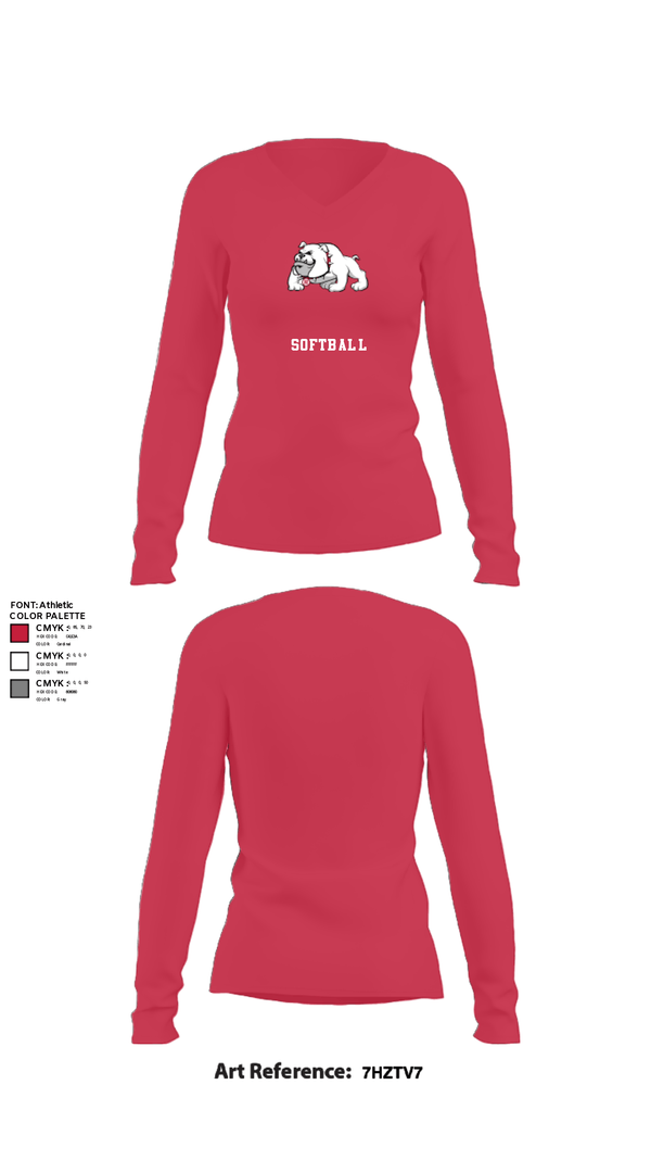 Women's Long Sleeve Vneck Shirt, Holmes Community College Softball, Softball, Teamtime, Team time, sublimation, custom sports apparel, team uniforms, spirit wear, spiritwear, sports uniforms, custom shirts, team store, custom team store, fundraiser sports, apparel fundraiser
